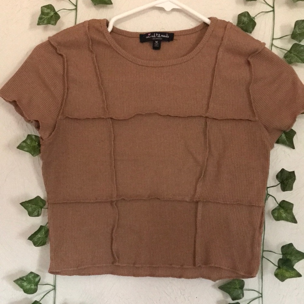 Cropped Brown Stitched Shirt